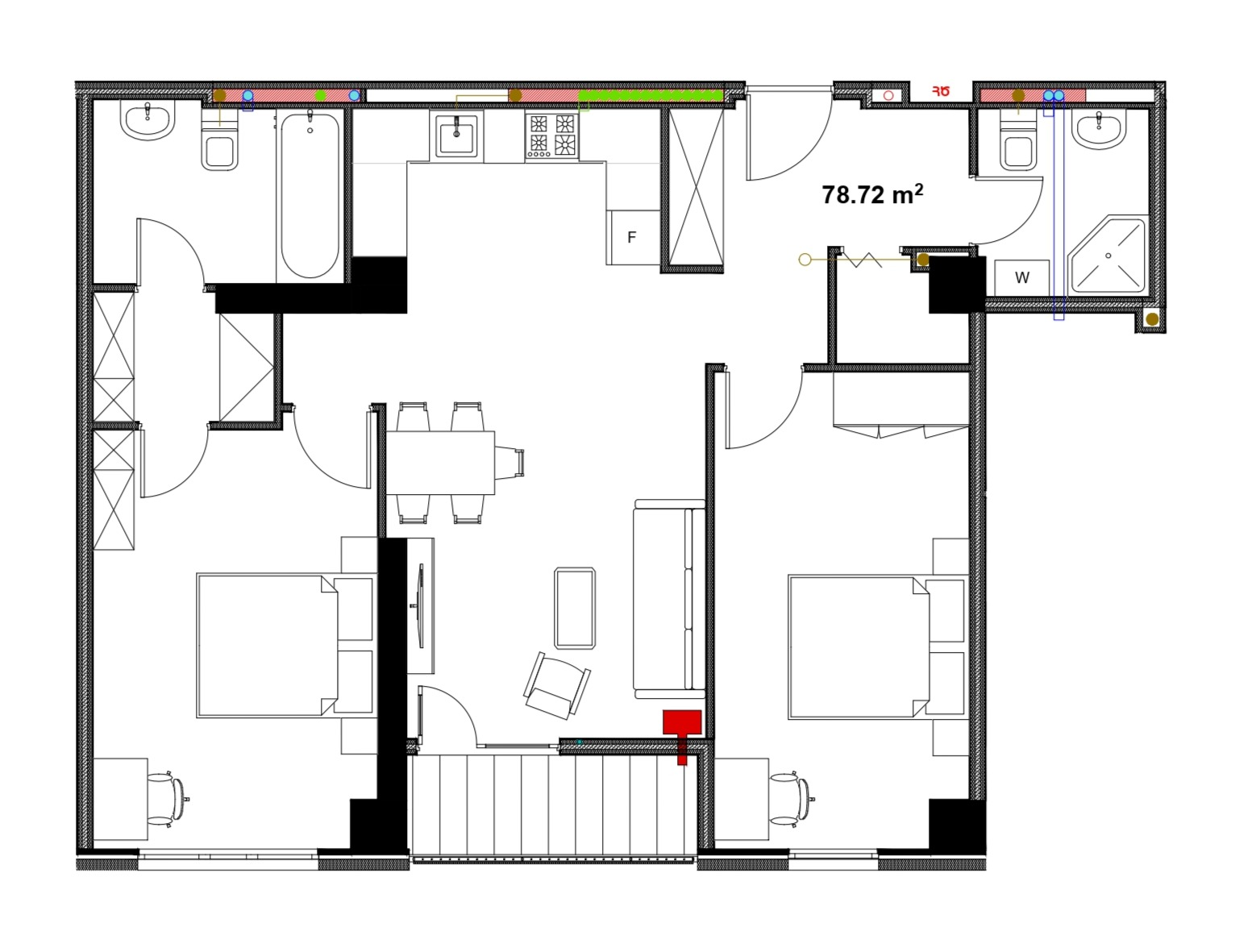 3-комнатная квартира № 1